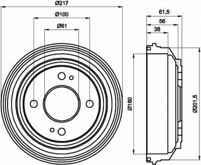 HELLA PAGID 8dt355302051 -  Тормозной барабан